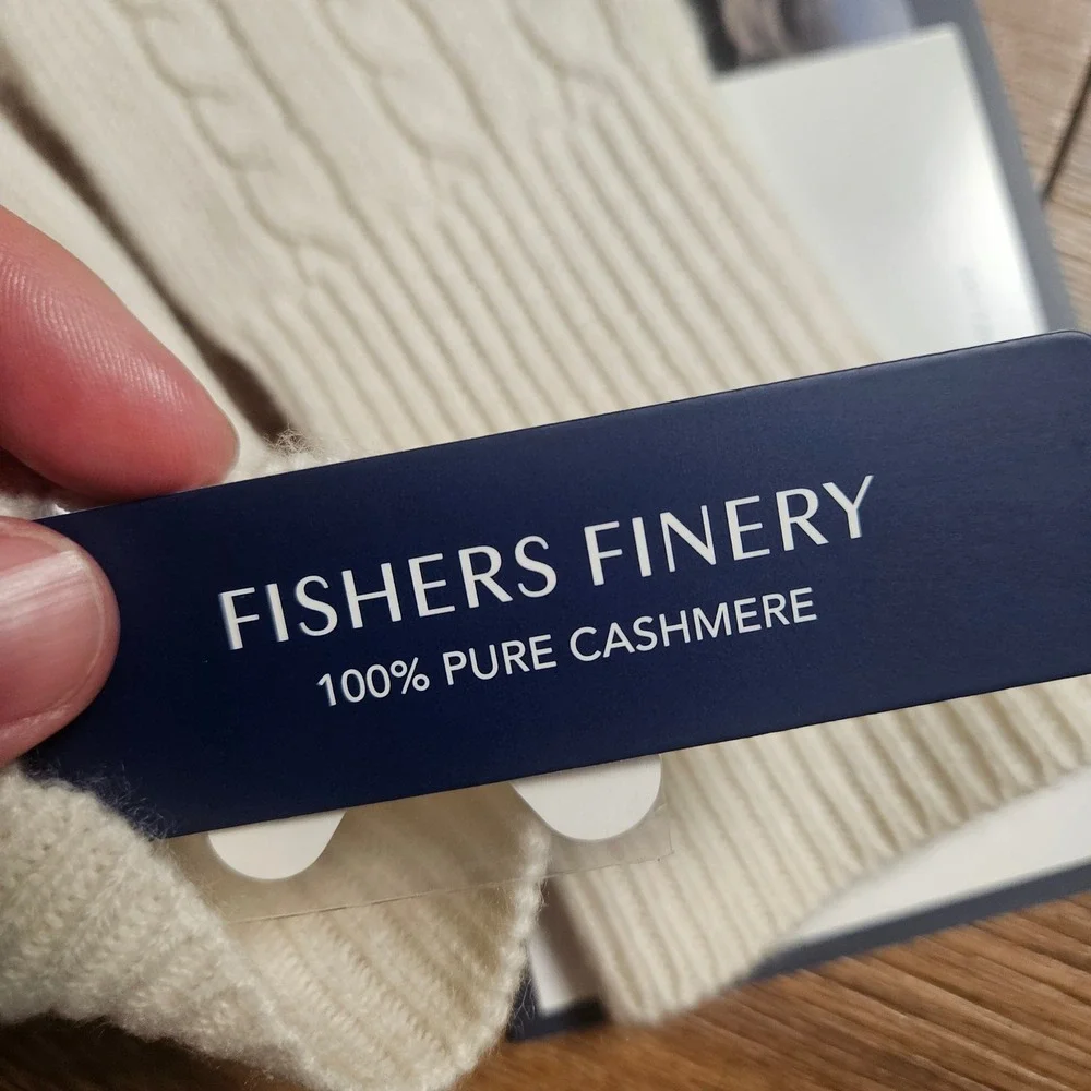 Fishers Finery 100% Pure Cashmere Knit Gloves Cable‎ Knit Cream Quiet Luxury NWT